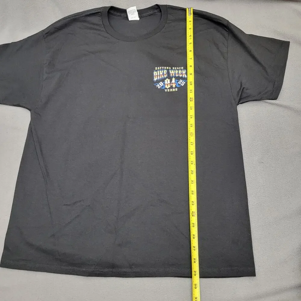 HARLEY DAVIDSON Shirt XL Black Daytona Beach Bike Week 2025 Skull Bones Blue New - Picture 4 of 11